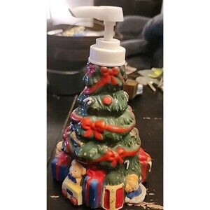 1997 WT VINTAGE CERAMIC CHRISTMAS TREE LOTION/SOAP PUMP BOTTLE DISPENSER